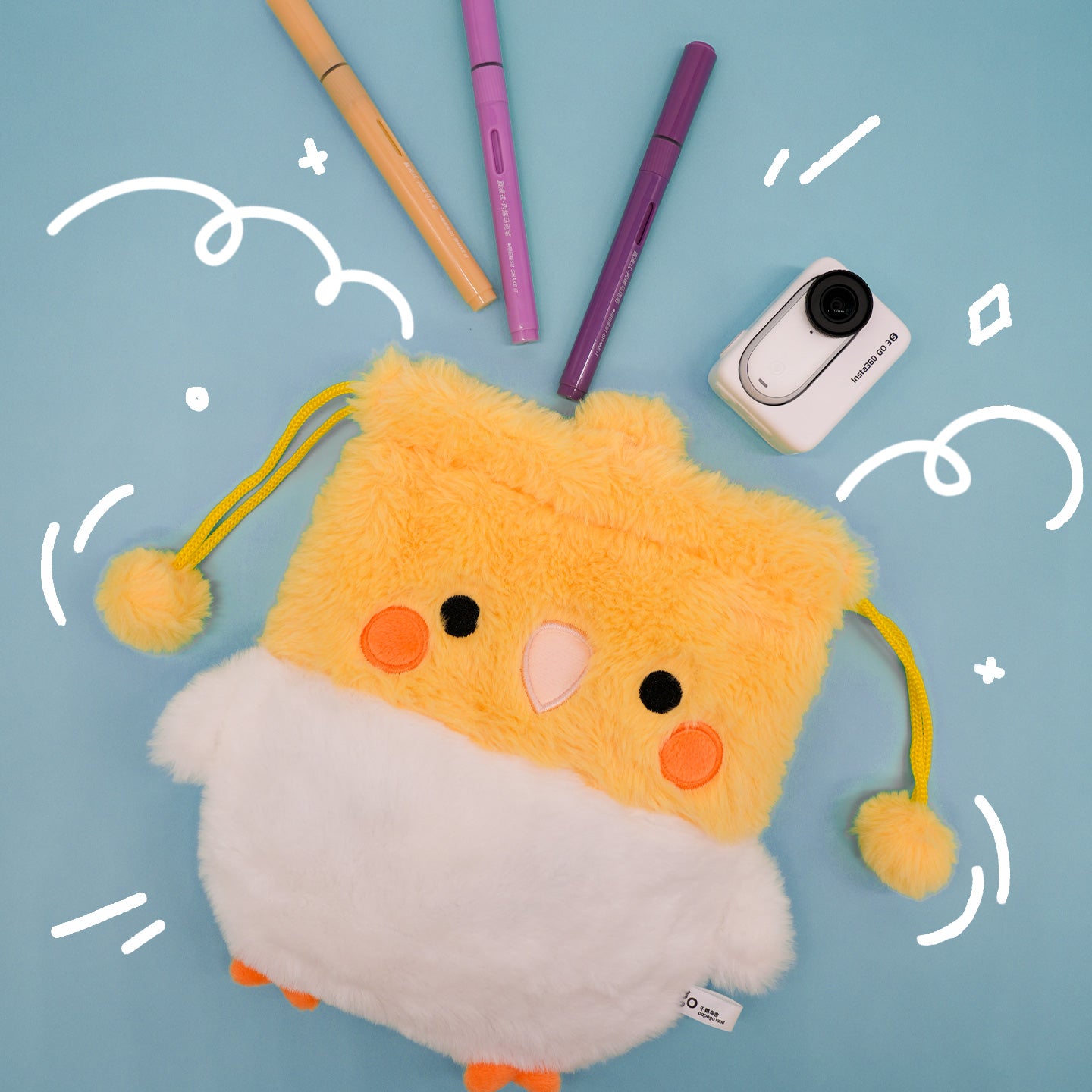 Cockatiel Plush Drawstring Bag